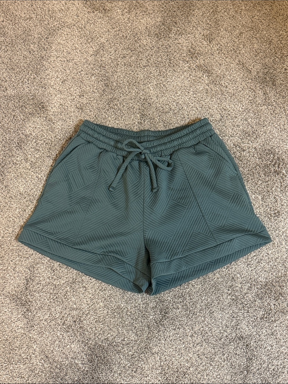 Zenana Outfitters Textured Drawstring Athletic Shorts - Teal